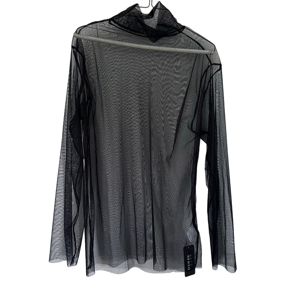 Kate Hewko XL Black Sheer Mesh Mock Neck Layering Top NWT Whimsygoth Going Out